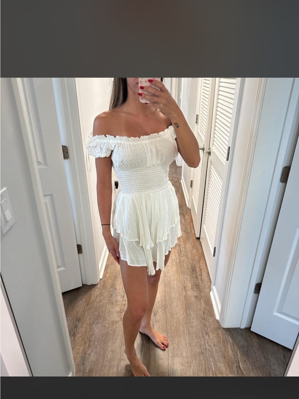 Love galore romper
Princess Polly White Off-Shoulder Tiered Romper